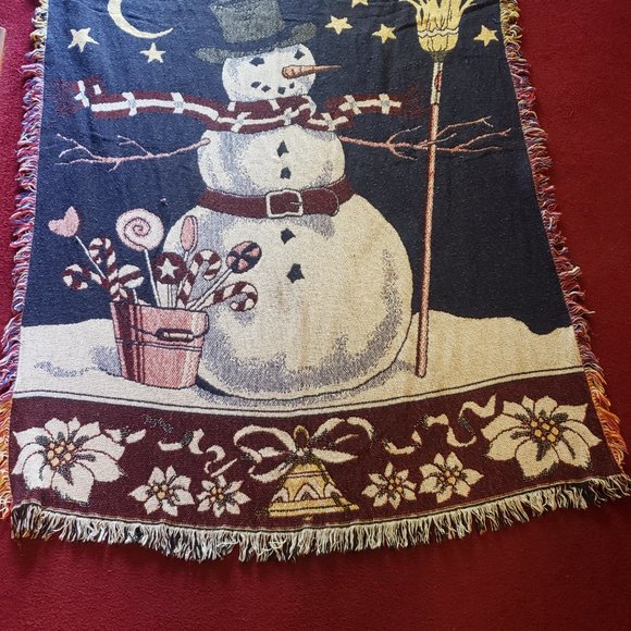 Excellent Condition, VINTAGE Christmas Themed Throw "Frosty The Snowman" - Picture 6 of 12